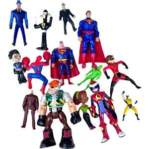 Vintage Superhero Action Figure Toy Lot of 13 Justice League Marvel HEROS Bend E